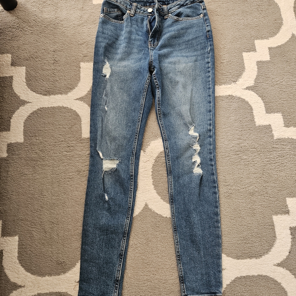 Garage Light Blue Ripped Skinny Jeans